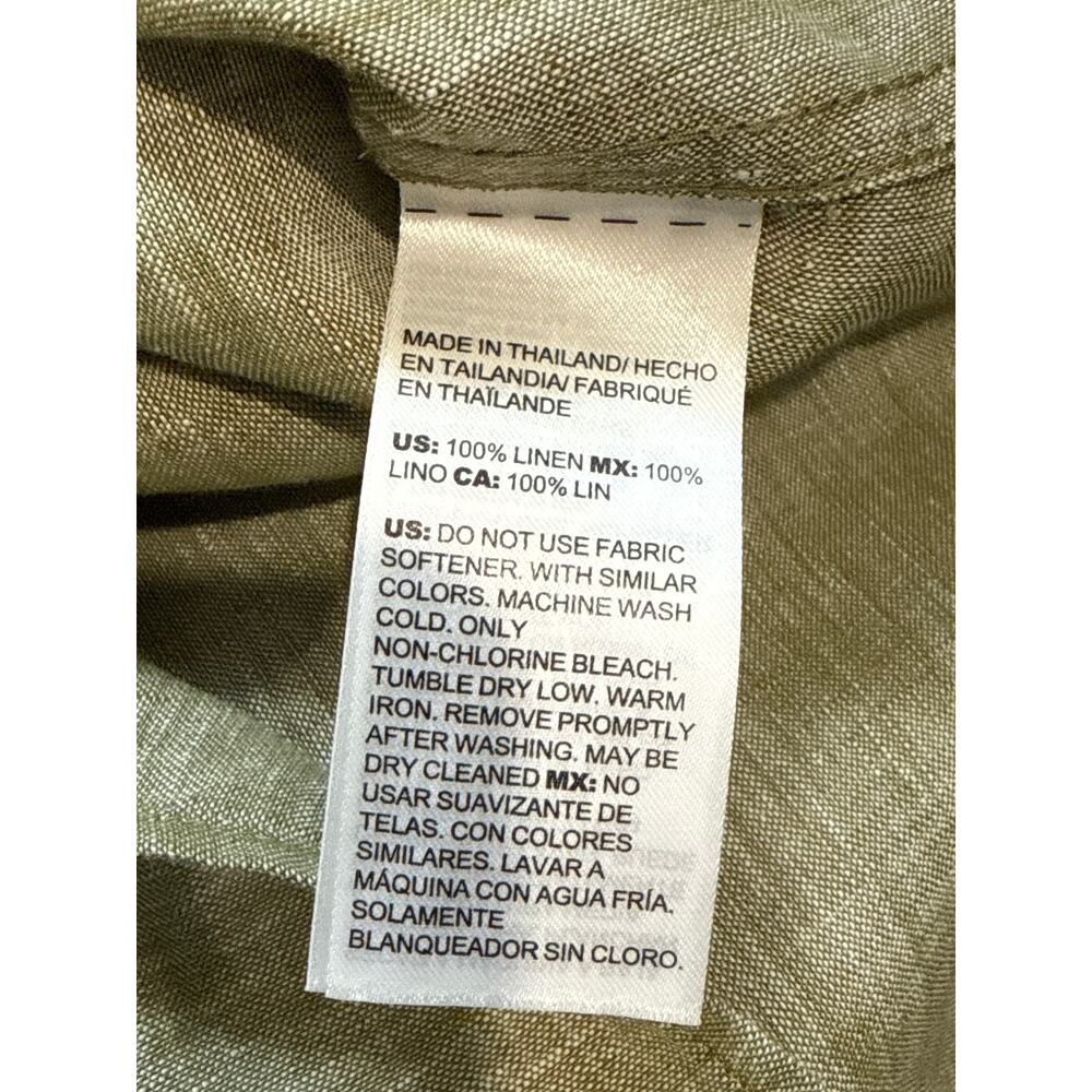 Chicos Fresh Chic Linen Shirt No Iron Women 3/XL Heathered Green Collared Button - Picture 11 of 11